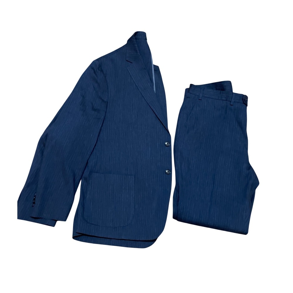 Michael Kors Unlined Navy Linen Blend 2 Piece Suit Blazer 46S Pants 38W x 30L